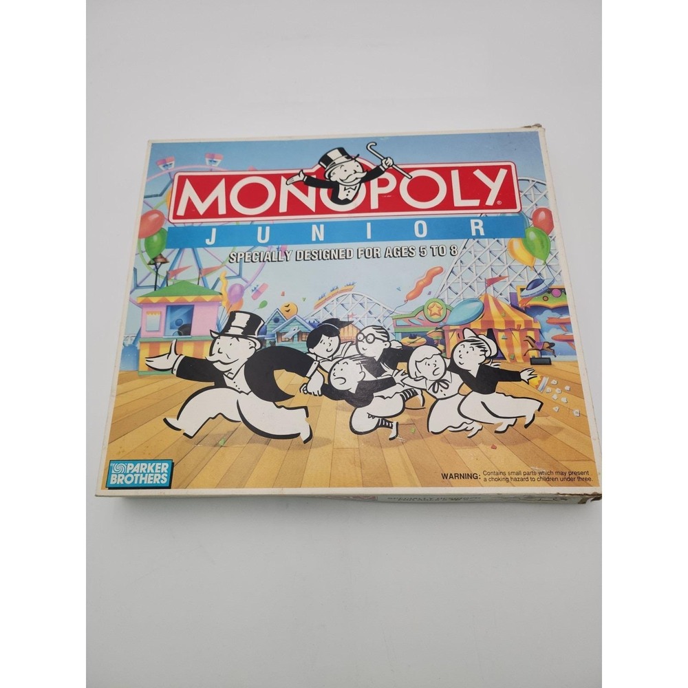 Parker Brothers Monopoly Junior Board Game 1990 Vintage Carnival Complete 00441